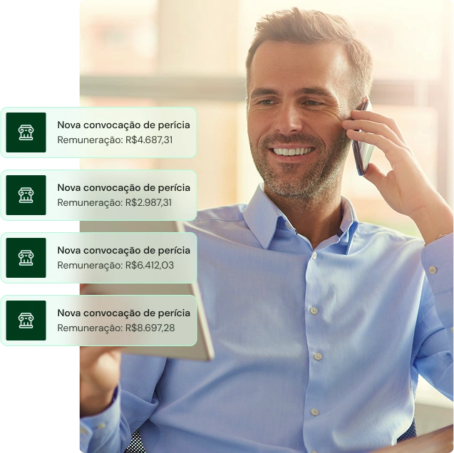 especialista recebendo convocação de perícias